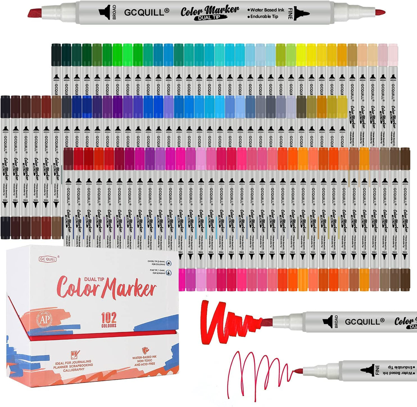 24 48 60 100 Colors Paint Marker Brush Pens, Dual Tips Fine Point Water  Based Art Markers Fineliner Calligraphy Pen with Canvas Bag, for Kids Adults  Coloring Books Drawing Sketching Bullet Journaling