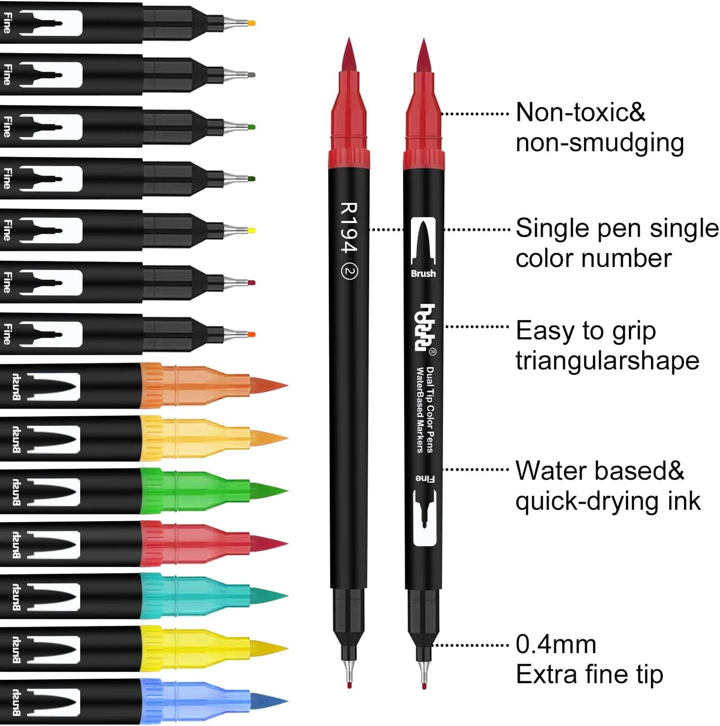 150 Colors Brush Tip Markers Dual Tip Water Color Brush Pens, Fine Tip –  hhhouu