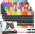 150 Colors Dual Tip Brush Pens, Fine Tip Brush Markers for Kids Adult Artist Coloring Book, Drawing Cards, Bullet Journals Hand Lettering HO-150B