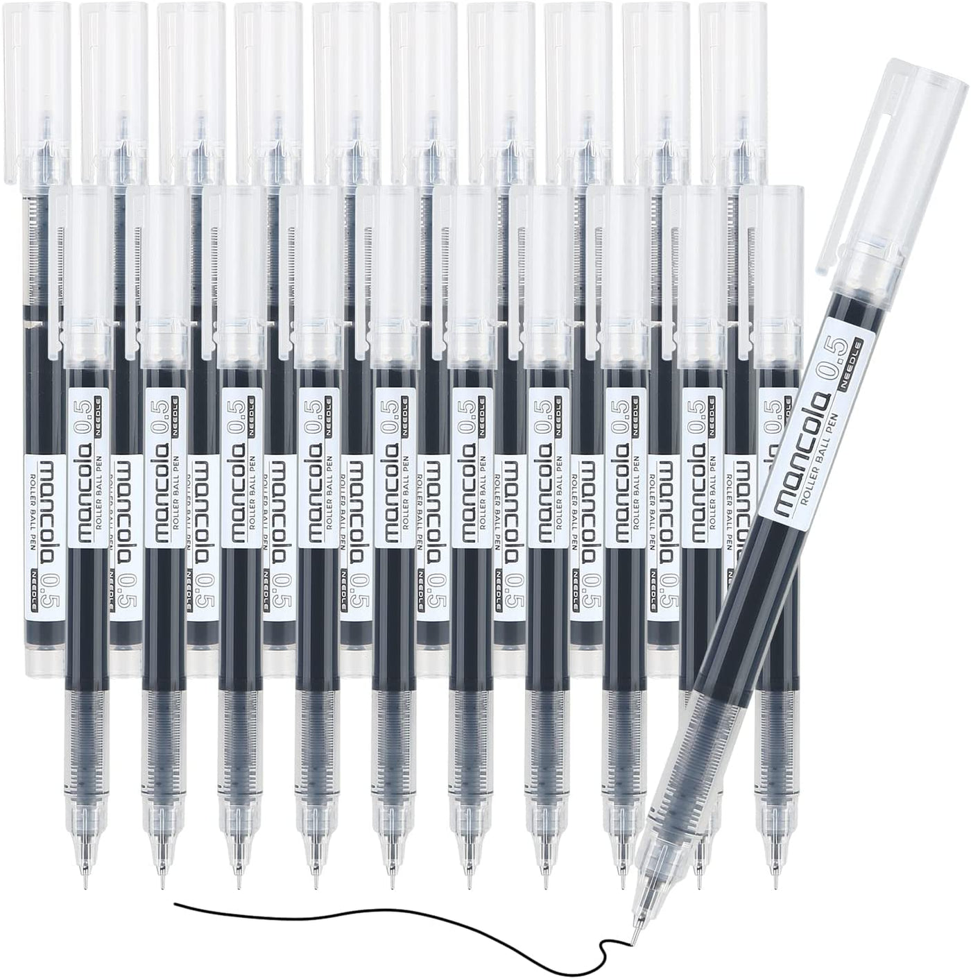 20 Pack Rolling Ball Pens, Quick-Drying Ink 0.5 mm Extra Fine