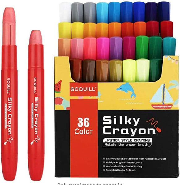 36 Colors Rotating Silky Crayons, Non-Toxic washable Crayons Set for K –  hhhouu