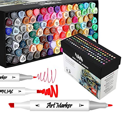 Dual Brush Pen 108 Color Set with Storage Case, Brush Markers