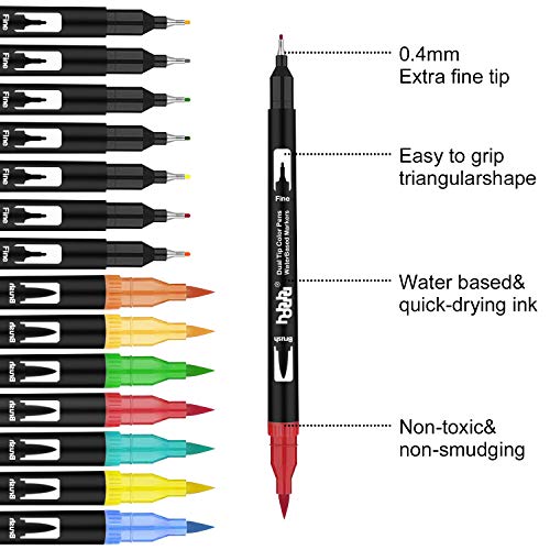  VigorFun Dual Brush Marker Pens, 36 Colored Markers