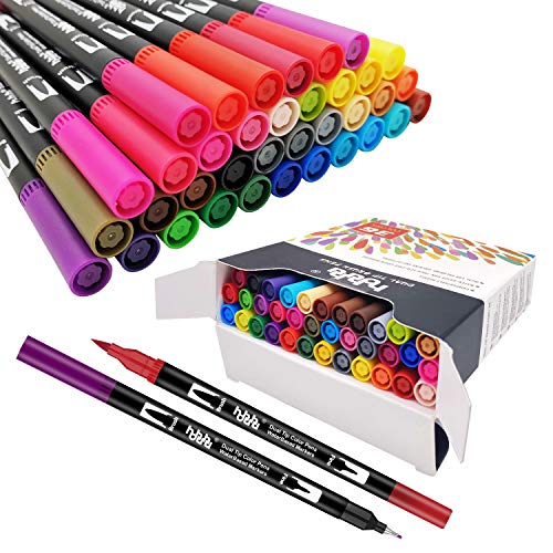 36 Colors Dual Tip Brush Pens Highlighter Art Markers 0.4mm Fine Liners &  Brush Tip Watercolor Pen Set for Adult and Kids HO-36B