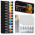 Acrylic Paint, Set of 12 Paints - for Canvas, Fabric, Glass, Ceramic, Wood, Poster, Crafts - Non Toxic & Vibrant Colors & Rich Pigments - for Children, Students & Professional Painters GC-AP12