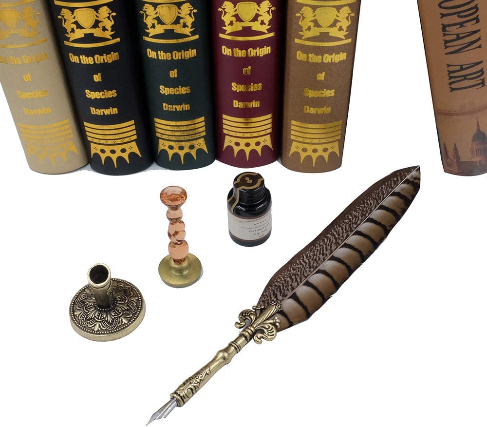 Calligraphy Pen Set- Luxury Dip pen Quill Pen and Ink Set with 5 nibs, pen holder, Seal Stamp and wax in gift box LL-66