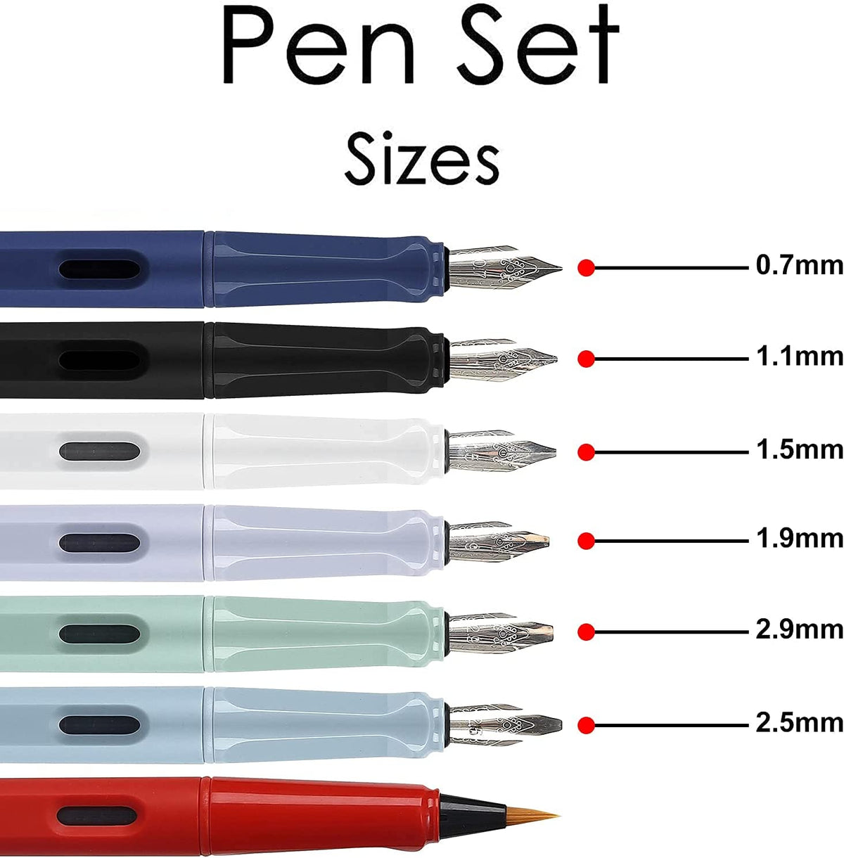 Calligraphy Pen Set, 7 Calligraphy Fountain Pens with Different Nibs and 40 Ink Cartridges, Calligraphy Set for Beginners- MU-09