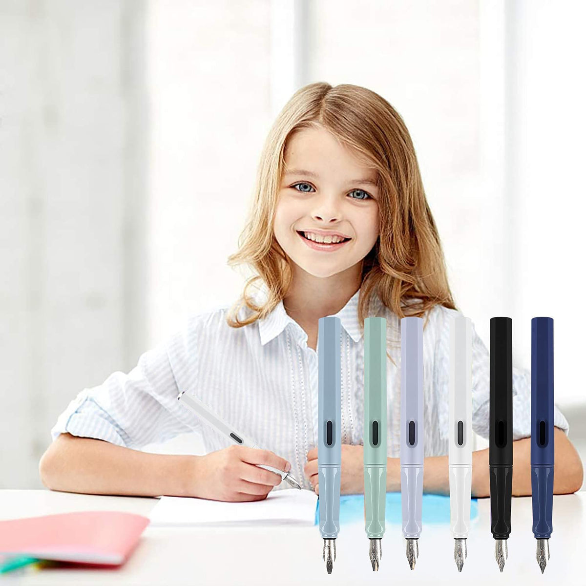Calligraphy Pen Set, 7 Calligraphy Fountain Pens with Different Nibs and 40 Ink Cartridges, Calligraphy Set for Beginners- MU-09