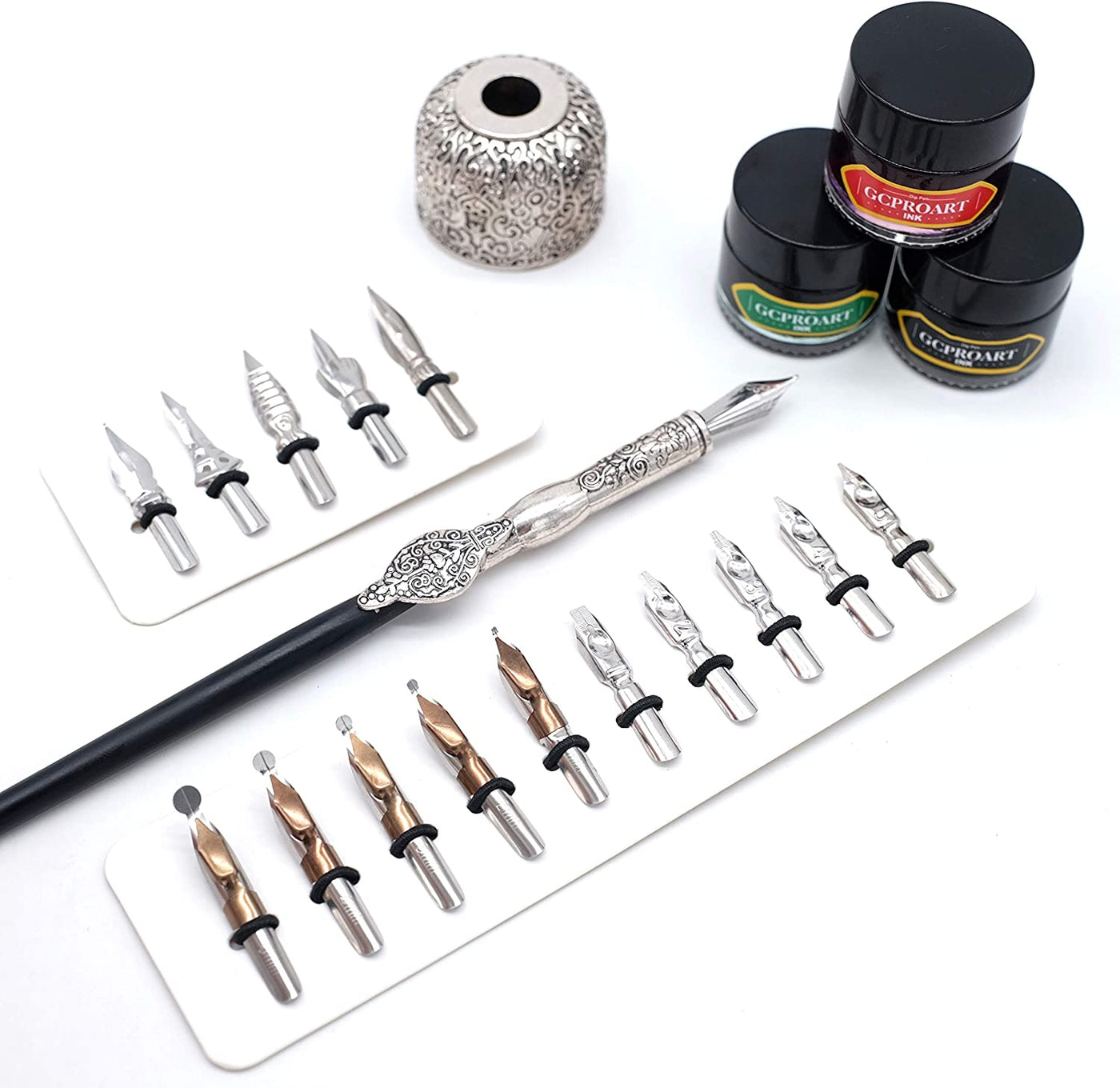 Calligraphy Pen Set, Wooden Dip Pen with 16 Dip Nibs, 3 Ink Bottles an –  hhhouu