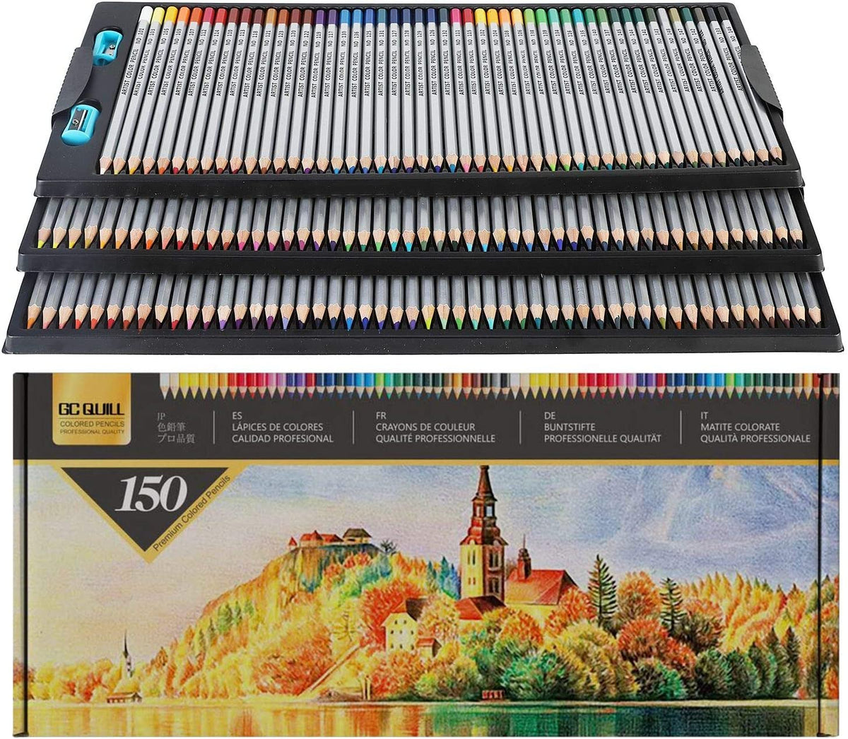 Colouring Pencils-150 Colored Pencils Drawing Set- Art Pencils for Colouring, Drawing, Sketching, Shading, Blending-for Adults, Children, Professional Artists GC-CP-150