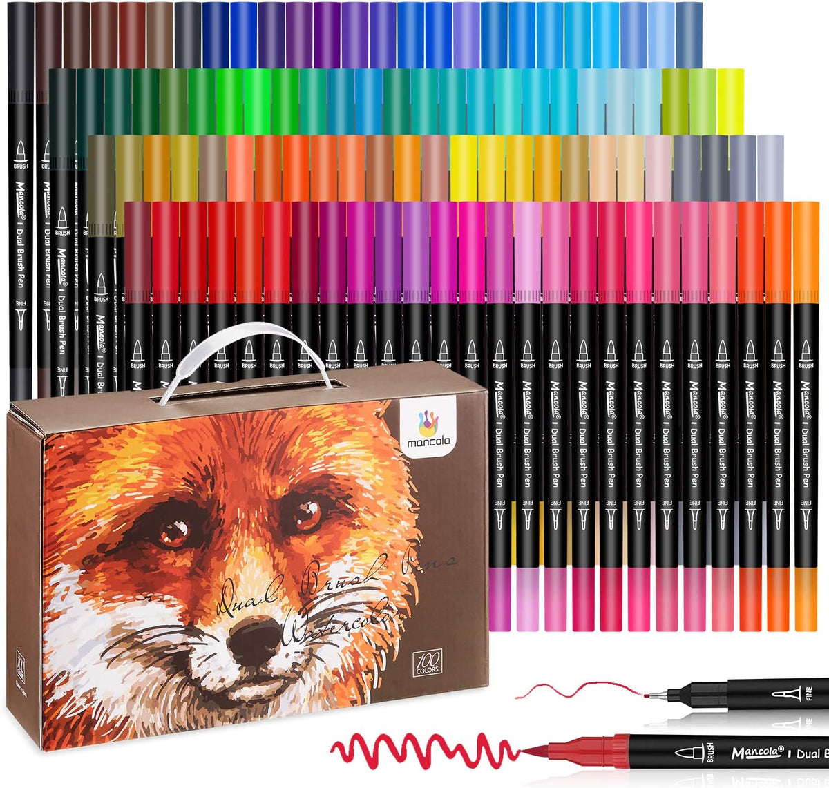 Dual Brush Pens Art Markers, 100 Colors Fine Point Markers