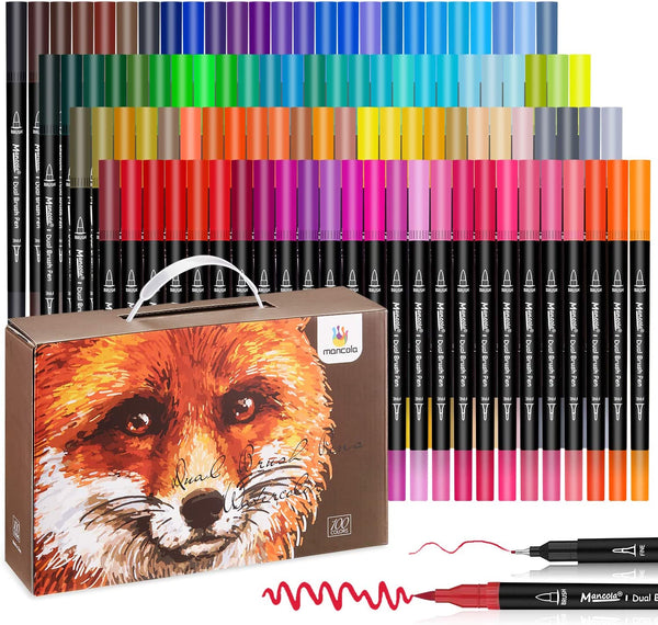 100 Colours Dual Tip Brush Pen Set, Fineliner Pens, Art Markers