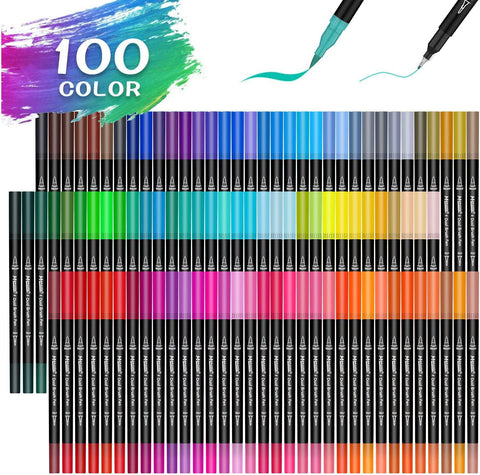  hhhouu 100 Colors Fine Tip Markers Dual Tip Brush Pens Art  Markers Set for Adult Coloring Drawing Bullet Journals Planners Hand  Lettering Calligraphy HO-100B : Arts, Crafts & Sewing