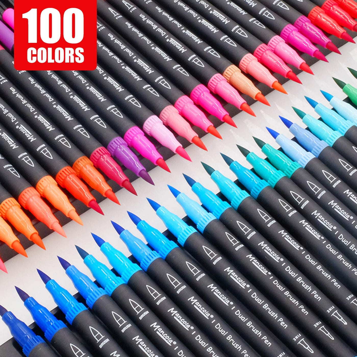 hhhouu 36 Colors Dual Brush Pen Set, Felt Tip Art Pens Brush Tip Markers for Adult Coloring Drawing Bullet Journals Planners Hand Lettering