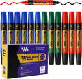 12 PACKS Whiteboard Pens, Dual Tip Double Colours Whiteboard Markers with Low-Odour Ink, Dry Erase Marker Set for School, Office, or Home HO-BM12