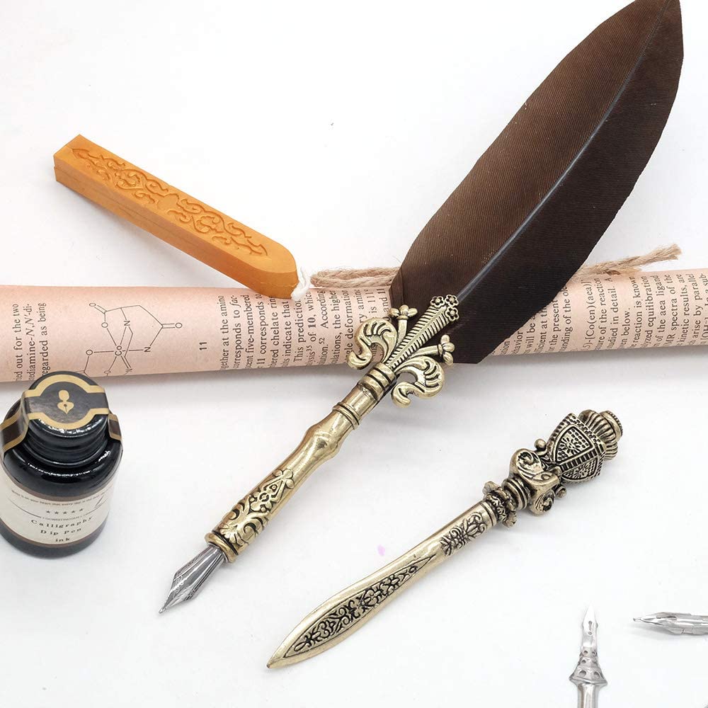 Antique Feather Quill Pen, Calligraphy Quill and Ink Set, Gift for Kid -  gcquill