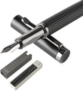Fountain Pen with Ink Converter, Comfort Grips Fine Nib with Gift Case for Men & Women, Executive Office, Professional GC-FSB-01