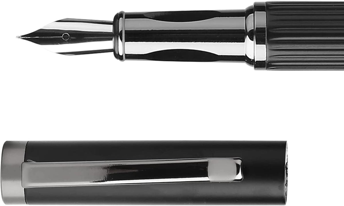 Fountain Pen with Ink Converter, Comfort Grips Fine Nib with Gift Case for Men & Women, Executive Office, Professional GC-FSB-01