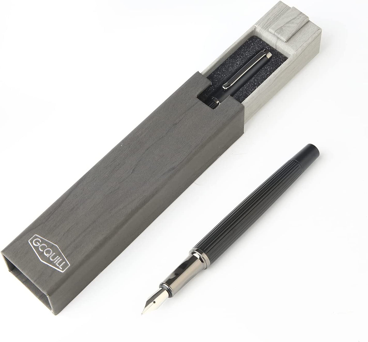 Fountain Pen with Ink Converter, Comfort Grips Fine Nib with Gift Case for Men & Women, Executive Office, Professional GC-FSB-01