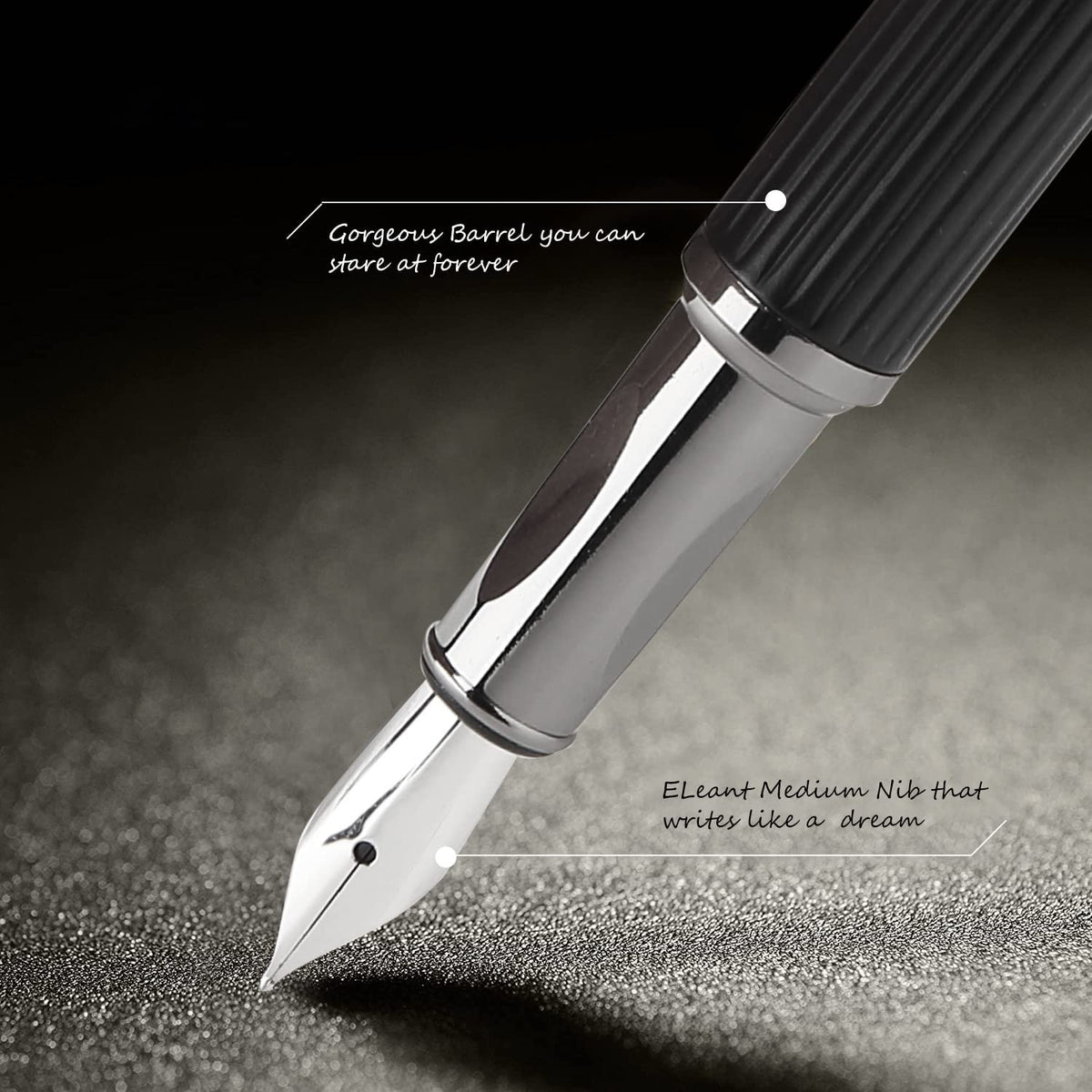 Fountain Pen with Ink Converter, Comfort Grips Fine Nib with Gift Case for Men & Women, Executive Office, Professional GC-FSB-01