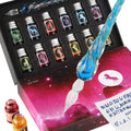 Glass Dip Pen Ink Set- Crystal Pen with 12 Colorful Inks for Art, Writing, Signatures, Calligraphy, Decoration, Gift GCGP-06
