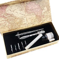 Metal Calligraphy Dip Pen and Letter Opener Set with 6 Nibs, 1 Ink Bottles and 1 Pen Holder - MU-06