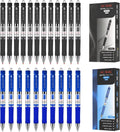 Refillable & Retractable Rolling Ball Gel Pens Set, Fine Point 12PCS Black and 10PCS Blue Ink for Office School Smooth Writing GC-GP22
