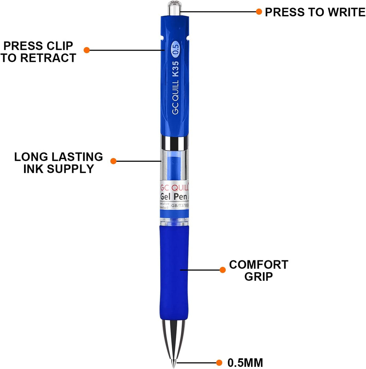 Refillable & Retractable Rolling Ball Gel Pens Set, Fine Point 12PCS Black and 10PCS Blue Ink for Office School Smooth Writing GC-GP22