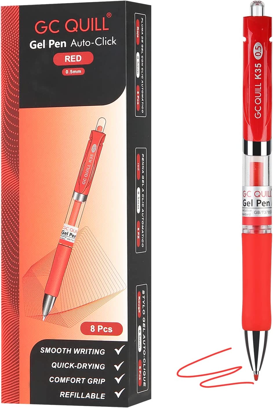 Refillable & Retractable Rolling Ball Gel Pens Set, Fine Point 12PCS Black and 8PCS RED Ink Colors for Office School Smooth Writing GC-GP20