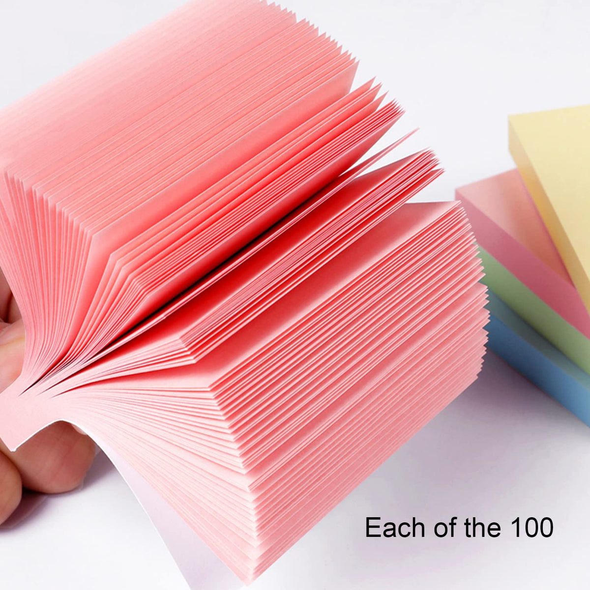 Sticky Notes Post, 8 Colors Self Sticky Notes Pad Its 3X3 in,16 Pads Bright Post Stickies Colorful Big Square Sticky Notes for Office, Home, School, Meeting,100 Sheets/pad