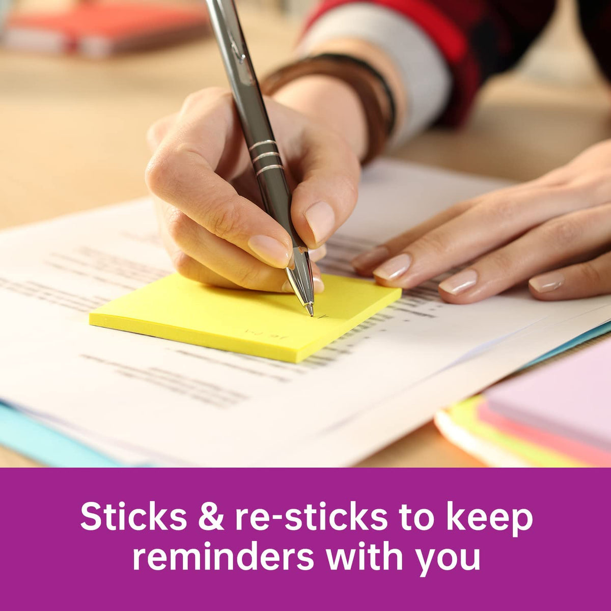 Sticky Notes Post, 8 Colors Self Sticky Notes Pad Its 3X3 in,16 Pads Bright Post Stickies Colorful Big Square Sticky Notes for Office, Home, School, Meeting,100 Sheets/pad