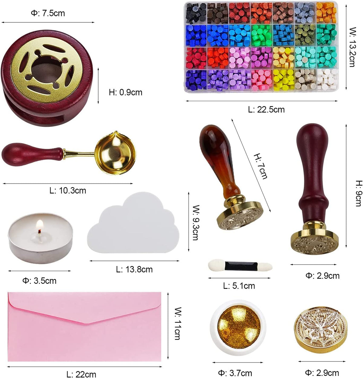 Wax Seal Stamp Kit with Gift Box, 28 Colors and 700 Pcs Wax Seal Beads with Wax Seal Stamp, Sealing Wax Warmer, Wax Seal ,Golden and Silver Power,Wax Seal Kit for Gift and Decoration