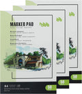 hhhouu A4 Marker Paper Pad, 3 Pack 50 Sheets Each, Glue Bound,100 GSM,Acid-Free, for Children and Adults Colouring, Drawing, and Painting HO-MPA450